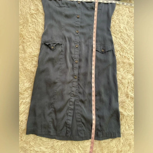 ROCK & REPUBLIC TAILOR MADE SHIRT DRESS LUXURY STRETCH SILK NAVY BLUE SIZE 10 - Picture 7 of 10